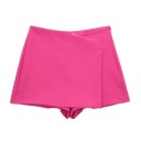 Pantaloni scurți asimetrici cu talie înaltă pentru femei, cu fermoar lateral, eleganți, de culoare solidă, vintage, scurți eleganți de vară, casual 5