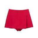 Pantaloni scurți asimetrici cu talie înaltă pentru femei, cu fermoar lateral, eleganți, de culoare solidă, vintage, scurți 3