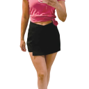Pantaloni scurți asimetrici eleganți pentru femei, cu efect de fustă. Fustă scurtă elegantă pentru ținute de zi cu zi și de zi cu zi. Croială asimetrică la modă. 3