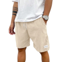 Pantaloni scurți bărbătești din catifea reiată cu șnur Pantaloni scurți eleganți de vară, confecționați din material moale Pantaloni scurți casual confortabili pentru oraș și acasă 7