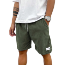 Pantaloni scurți bărbătești din catifea reiată cu șnur Pantaloni scurți eleganți de vară, confecționați din material moale Pantaloni 4