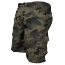 Pantaloni scurți cargo camuflaj pentru bărbați, până la genunchi, croială lejeră, buzunare multiple, talie elastică, pantaloni scurți rezistenți pentru drumeții și camping în natură 2