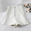 Pantaloni scurți de piele artificială pentru femei A720 1