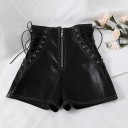 Pantaloni scurți de piele artificială pentru femei A720 2