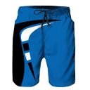 Pantaloni scurți de plajă pentru bărbați din poliester, uni, cu dungi, cu șnur, stil sportiv 3