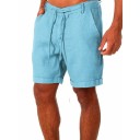 Pantaloni scurți de vară pentru bărbați, din in respirabil, cu șnur de strângere Material ușor Croială lejeră Pantaloni scurți 5