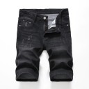 Pantaloni scurți din denim negru pentru bărbați 16