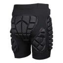 Pantaloni scurți negri de motocross cu protecții căptușite pentru șolduri și coapse, cu inserții din plasă și talie elastică largă 3