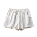 Pantaloni scurți pentru femei cu șnur Croi liber Cu buzunare Unicolor Material din poliester Material ușor Pantaloni scurți confortabili de vară 7