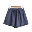 Pantaloni scurți pentru femei cu șnur Croi liber Cu buzunare Unicolor Material din poliester Material ușor Pantaloni scurți confortabili de vară 9