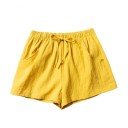 Pantaloni scurți pentru femei cu șnur Croi liber Cu buzunare Unicolor Material din poliester Material ușor Pantaloni scurți confortabili de vară 12