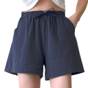 Pantaloni scurți pentru femei cu șnur Croi liber Cu buzunare Unicolor Material din poliester Material ușor Pantaloni scurți confortabili de vară 2