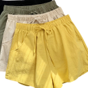 Pantaloni scurți pentru femei cu șnur Croi liber Cu buzunare Unicolor Material din poliester Material ușor Pantaloni scurți confortabili de vară 6