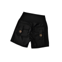 Pantaloni scurți pentru femei cu talie înaltă, cu buzunare, uni, din bumbac, poliester, spandex, elastici și confortabili pentru vară 4