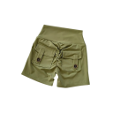 Pantaloni scurți pentru femei cu talie înaltă, cu buzunare, uni, din bumbac, poliester, spandex, elastici și confortabili 8