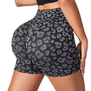 Pantaloni scurți pentru femei cu talie înaltă, elastic, cu model leopard, uni, din nylon, ușori, elastici, croi de vară 1