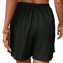 Pantaloni scurți pentru femei cu talie înaltă, pe elastic, croi lejer, uni, din poliester, material ușor, pantaloni scurți confortabili de vară pentru timp liber 2