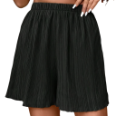 Pantaloni scurți pentru femei cu talie înaltă, pe elastic, croi lejer, uni, din poliester, material ușor, pantaloni scurți confortabili de vară pentru timp liber 4