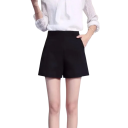 Pantaloni scurți pentru femei cu talie înaltă, uni, cu buzunare, din poliester, material ușor, pantaloni scurți eleganți de vară 5