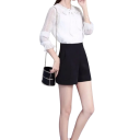 Pantaloni scurți pentru femei cu talie înaltă, uni, cu buzunare, din poliester, material ușor, pantaloni scurți eleganți de vară 2