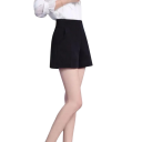 Pantaloni scurți pentru femei cu talie înaltă, uni, cu buzunare, din poliester, material ușor, pantaloni scurți eleganți de vară 3