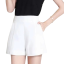 Pantaloni scurți pentru femei cu talie înaltă, uni, cu buzunare, din poliester, material ușor, pantaloni scurți eleganți de vară 4