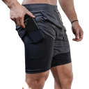 Pantaloni scurți sport de vară pentru bărbați, cu strat dublu, cu uscare rapidă, pentru plajă, pentru alergare și fitness 5