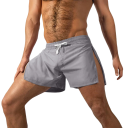 Pantaloni scurți sport de vară pentru bărbați, cu uscare rapidă, respirabili, absorbanți a transpirației, cu șnur de strângere, fermoar lateral, material ușor pentru antrenament și timp liber 3