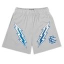 Pantaloni scurți sport pentru bărbați, din plasă, pentru sală, pantaloni scurți casual cu imprimeu fulgerător, cu uscare rapidă 4