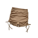 Pantaloni scurți sportivi pentru femei cu design simplu, volane și fundițe pe laterale, din nylon, croi elastic ușor pentru alergare și fitness 7