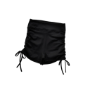 Pantaloni scurți sportivi pentru femei cu design simplu, volane și fundițe pe laterale, din nylon, croi elastic ușor pentru alergare și fitness 3