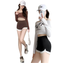 Pantaloni scurți sportivi pentru femei cu elastic Unicolor cu inscripția suncomely pe spate Polyester Croi funcțional ușor pentru alergare fitness 3