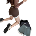 Pantaloni scurți sportivi pentru femei cu elastic Unicolor cu inscripția suncomely pe spate Polyester Croi funcțional ușor pentru alergare fitness 4