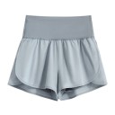 Pantaloni scurți sportivi pentru femei cu talie înaltă și buzunare, uni, din poliester și spandex, pantaloni scurți elastici funcționali pentru alergare și fitness 11