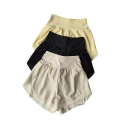 Pantaloni scurți sportivi pentru femei cu talie înaltă, uni, din nylon, poliester, spandex, pantaloni scurți elastici pentru fitness, alergare, yoga 2