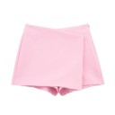 Pantaloni scurți vintage asimetrici pentru femei, cu talie înaltă și fermoar lateral. Pantaloni scurți eleganți, cu croială retro 4