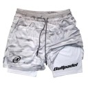 Pantaloni sportivi da uomo a due strati in camouflage ad asciugatura rapida Pantaloni corti estivi da esterno per corsa e badminton Vita elastica con cordino 2