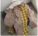 Pantalons à carreaux pour femmes avec élastique à la taille A233 4