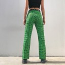 Pantalons à carreaux verts pour femmes 4
