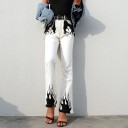 Pantalons blancs pour femmes avec des flammes 2
