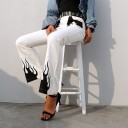 Pantalons blancs pour femmes avec des flammes 3
