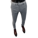 Pantalons de costume pour hommes avec poches Unis avec de fines rayures Coupe élégante droite Pantalons confortables pour hommes 1