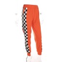 Pantalons de jogging à carreaux orange pour femmes avec zip 2