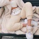 Pantalons de jogging en peluche blancs pour femmes 3