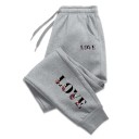 Pantalons de jogging pour femmes avec l'inscription LOVE sur le côté et les jambes à cordon en polyester Unisexe Confortables et stylés pour un usage quotidien 1