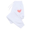 Pantalons de sport pour femmes unis avec impression de cœurs sur les côtés avec cordon de serrage Matériau polyester Pantalons confortables pour le temps libre 4