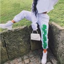 Pantalons de survêtement blancs pour femmes avec imprimé A371 4