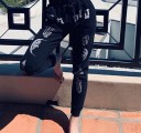 Pantalons de survêtement noirs pour femmes avec imprimé 1