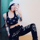 Pantalons de survêtement noirs pour femmes avec inscriptions 5