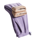 Pantalons de survêtement pour femmes avec doublure en fourrure intérieure à cordon en polyester et spandex unis, confortables, chauds, adaptés pour l'hiver 10